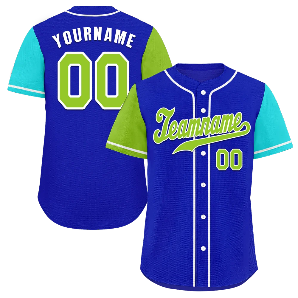 Custom Blue Two Tone Green Authentic Baseball Jersey - Coolcustomize