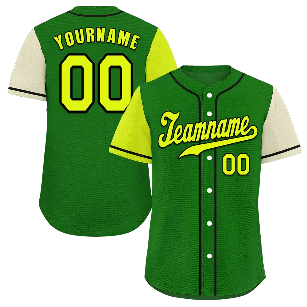 Custom Green Two Tone Yellow Authentic Baseball Jersey - Coolcustomize