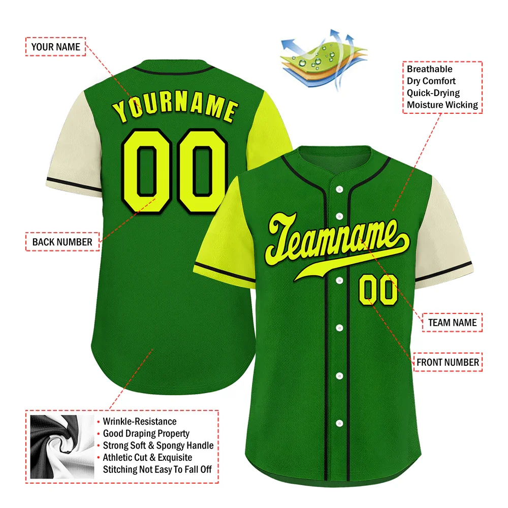 Custom Green Two Tone Yellow Authentic Baseball Jersey - Coolcustomize