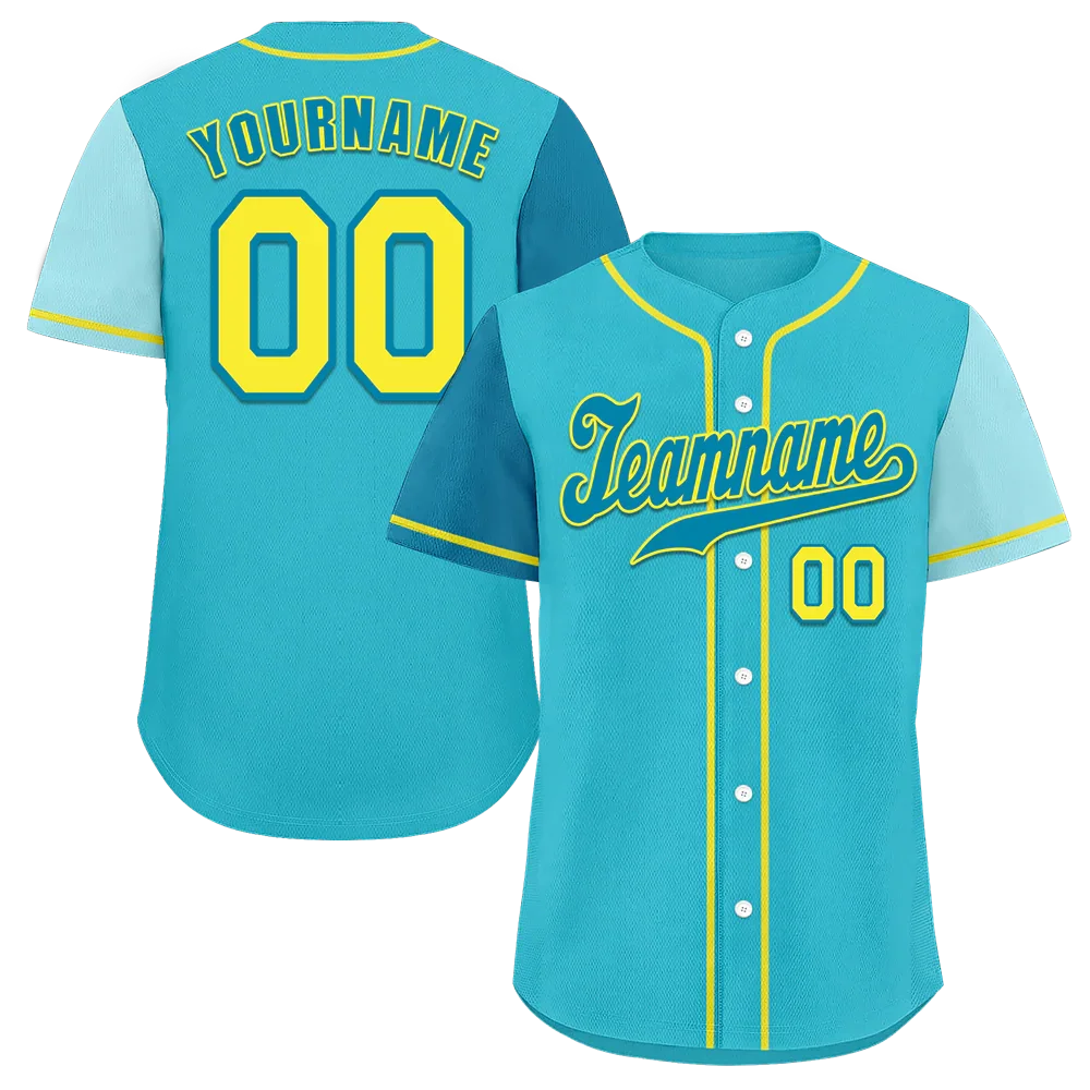Custom Aqua Two Tone Blue Authentic Baseball Jersey - Coolcustomize