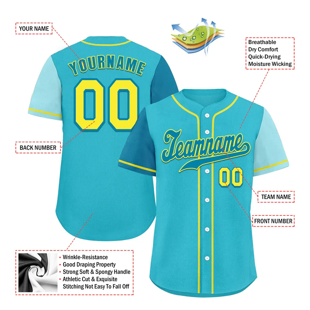 Custom Aqua Two Tone Blue Authentic Baseball Jersey - Coolcustomize