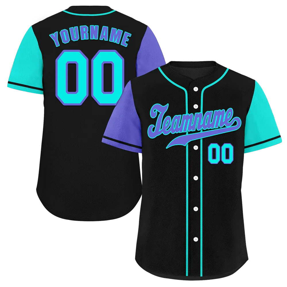 Custom Black Two Tone Purple Authentic Baseball Jersey - Coolcustomize