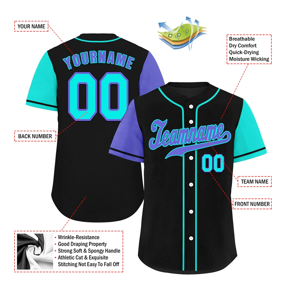 Custom Black Two Tone Purple Authentic Baseball Jersey - Coolcustomize