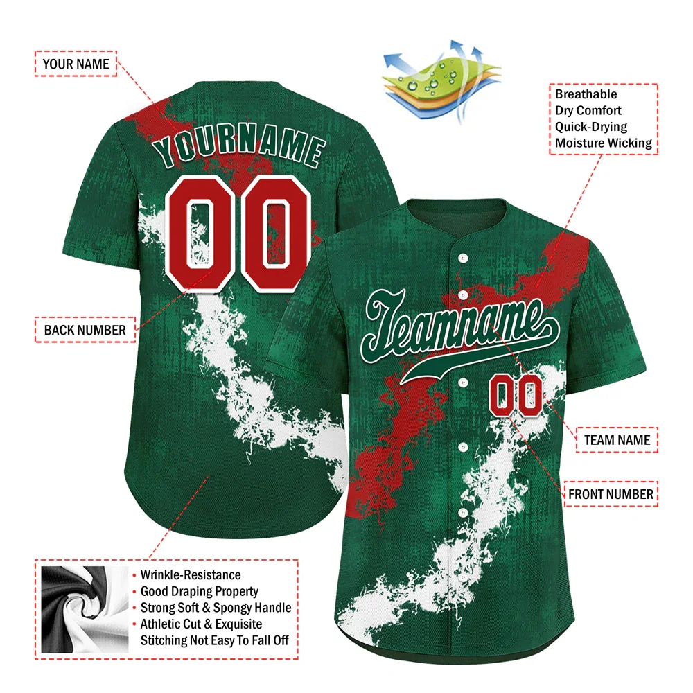 Custom Green Graffiti Pattern Green Authentic Baseball Jersey - Coolcustomize