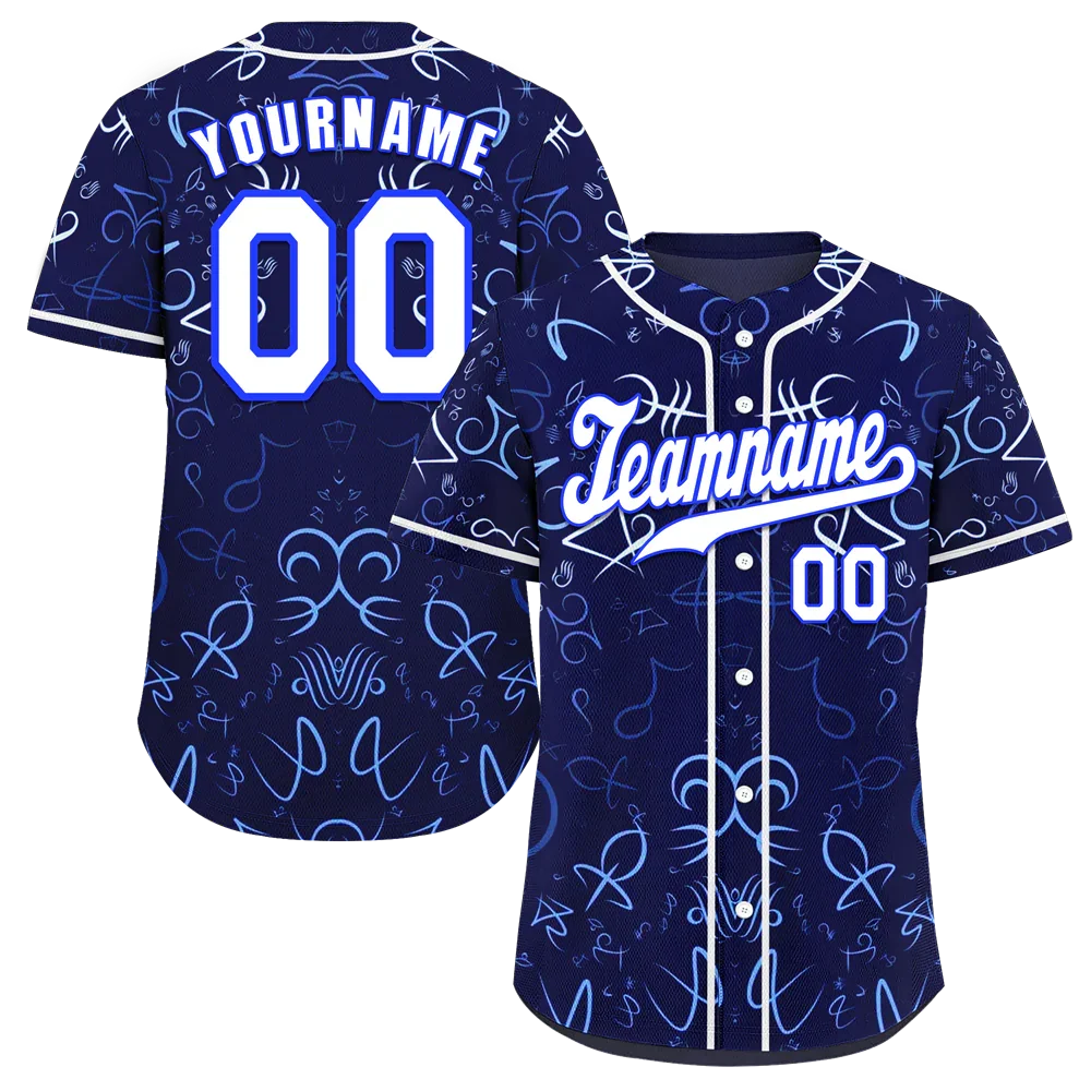 Custom Blue Graffiti Pattern White Authentic Baseball Jersey - Coolcustomize
