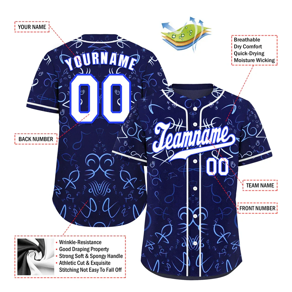 Custom Blue Graffiti Pattern White Authentic Baseball Jersey - Coolcustomize