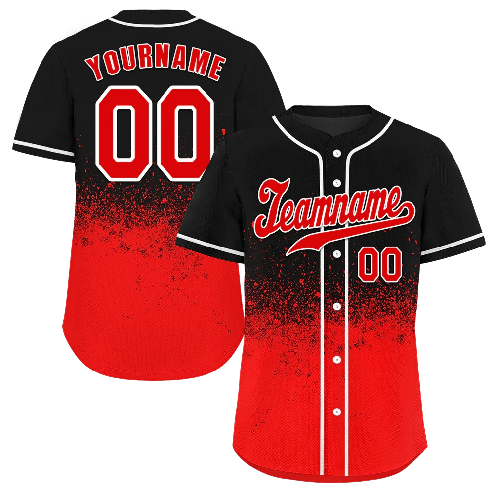 Custom Black Red Graffiti Pattern Red Authentic Baseball Jersey - Coolcustomize