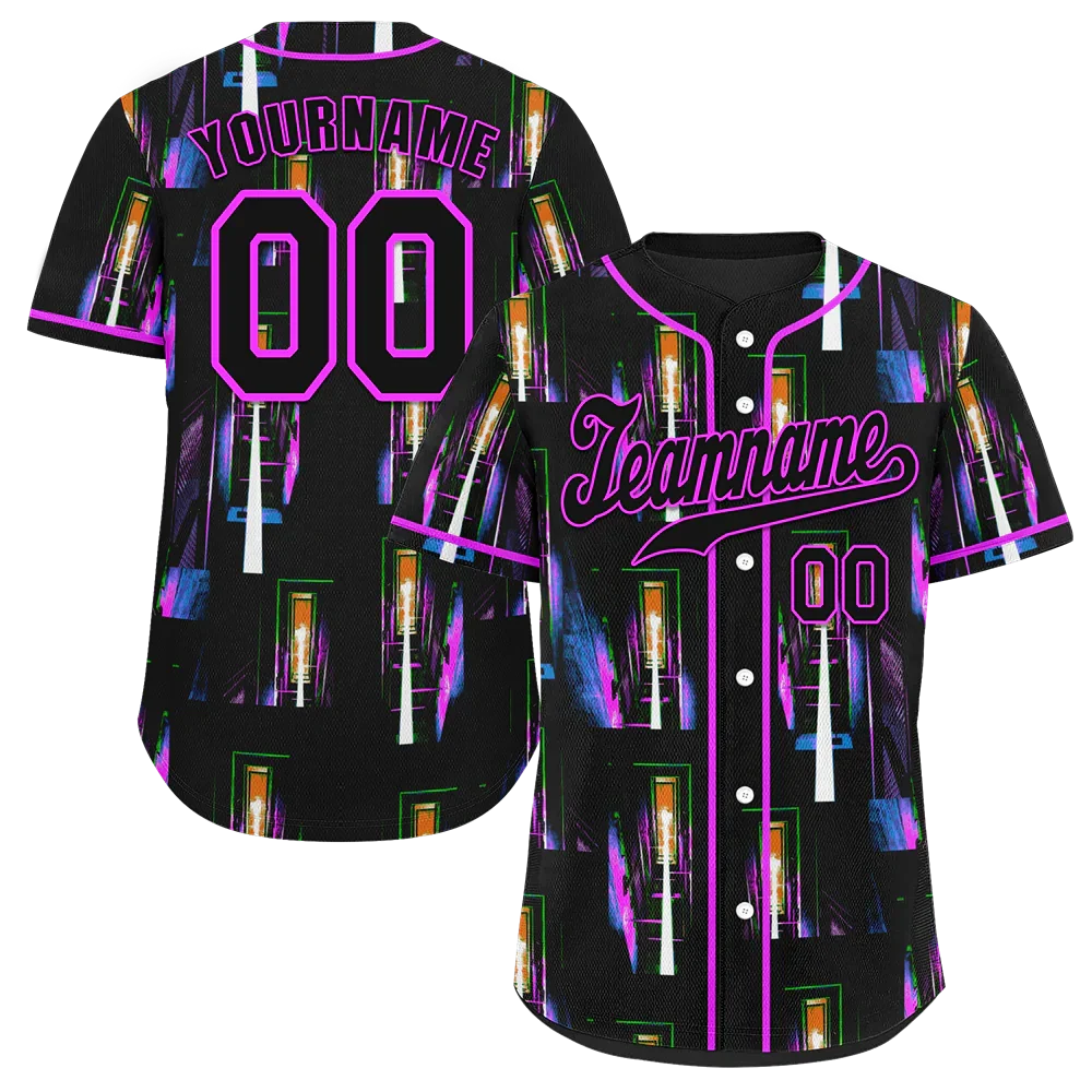 Custom Colorful Graffiti Pattern Black Authentic Baseball Jersey - Coolcustomize