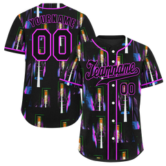 Custom Colorful Graffiti Pattern Black Authentic Baseball Jersey