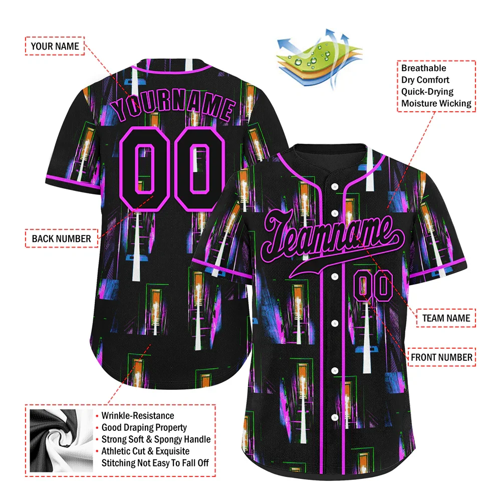 Custom Colorful Graffiti Pattern Black Authentic Baseball Jersey - Coolcustomize