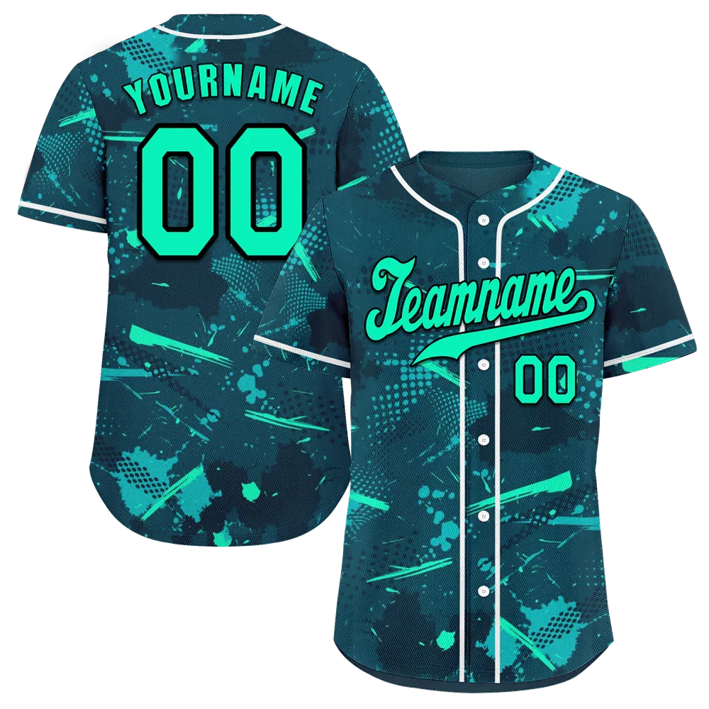 Custom Green Graffiti Pattern Green Authentic Baseball Jersey - Coolcustomize