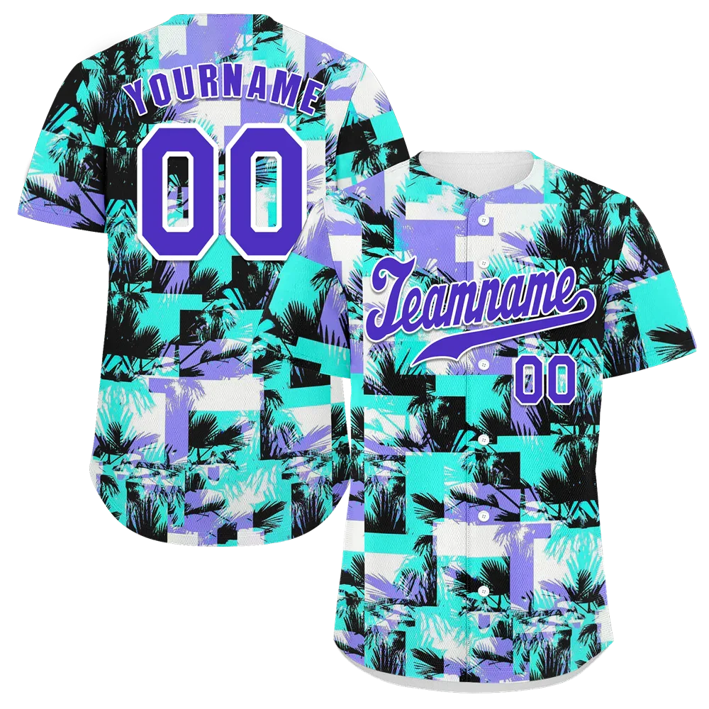 Custom Aqua Graffiti Pattern Blue Authentic Baseball Jersey - Coolcustomize