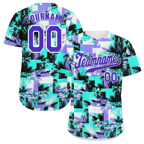 Custom Aqua Graffiti Pattern Blue Authentic Baseball Jersey - Coolcustomize