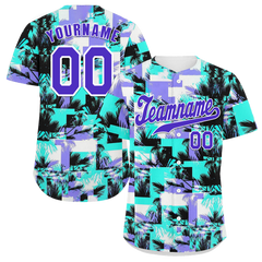 Custom Aqua Graffiti Pattern Blue Authentic Baseball Jersey