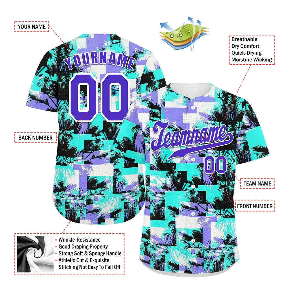 Custom Aqua Graffiti Pattern Blue Authentic Baseball Jersey - Coolcustomize