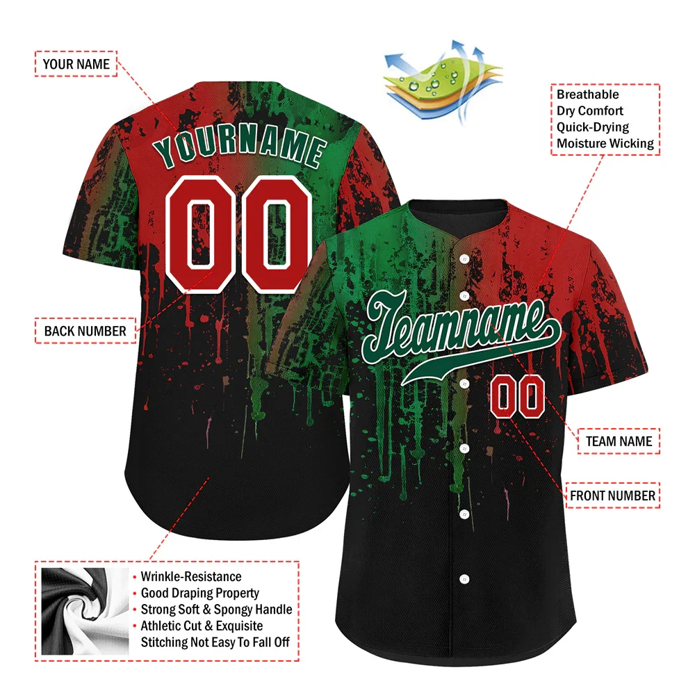 Custom Colorful Graffiti Pattern Green Authentic Baseball Jersey - Coolcustomize
