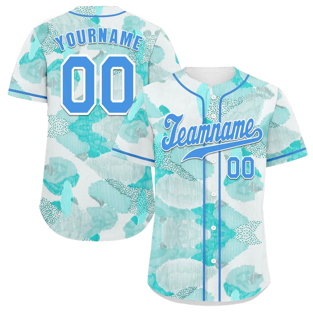 Custom Aqua Graffiti Pattern Aqua Authentic Baseball Jersey - Coolcustomize