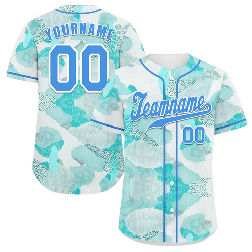 Custom Aqua Graffiti Pattern Aqua Authentic Baseball Jersey - Coolcustomize