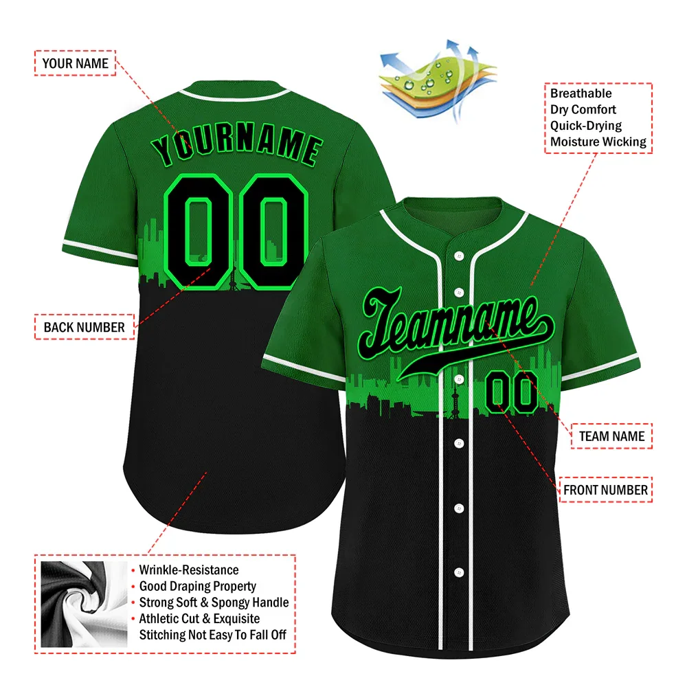 Custom Green Black City Edition Black Authentic Baseball Jersey BSBJ0a-bc0fbb9 - Coolcustomize