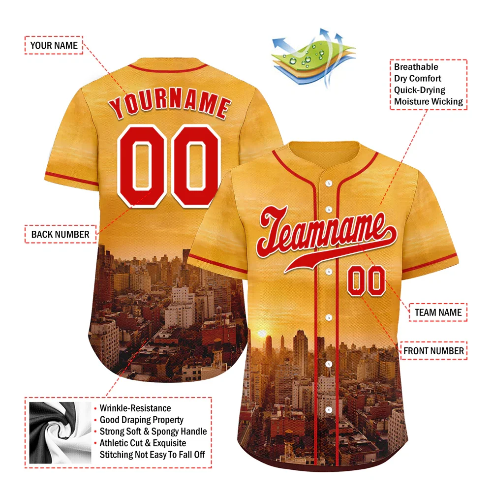 Custom Yellow City Edition Red Authentic Baseball Jersey BSBJ0a-bc0fbc8 - Coolcustomize
