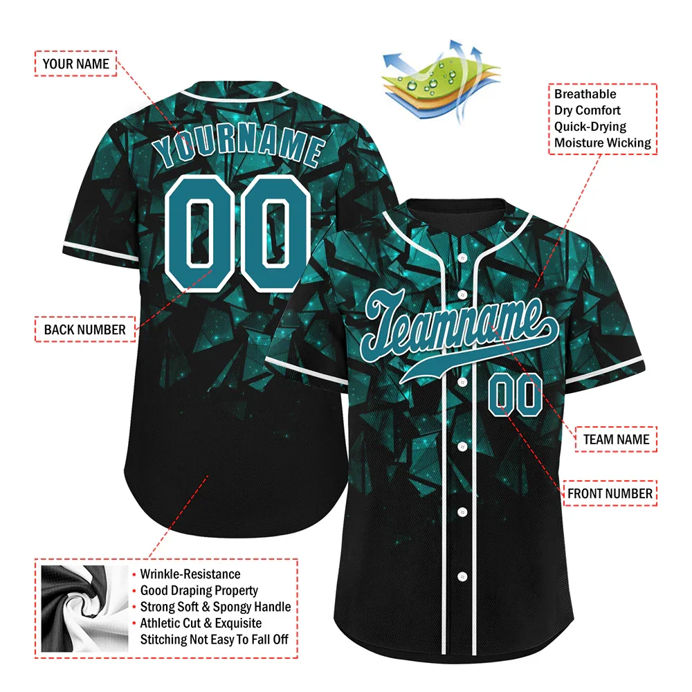 Custom Black 3D Pattern Aqua Authentic Baseball Jersey BSBJ0a-bc0fbdb - Coolcustomize
