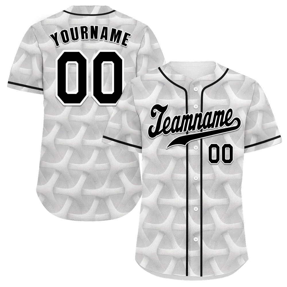 Custom White 3D Pattern Black Authentic Baseball Jersey BSBJ0a-bc0fbde - Coolcustomize