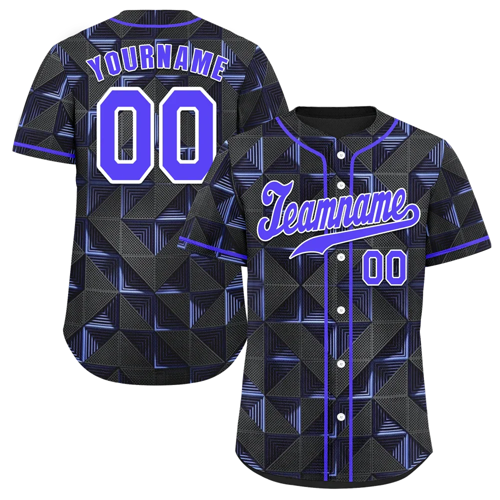 Custom Black 3D Pattern Purple Authentic Baseball Jersey BSBJ0a-bc0fbdf - Coolcustomize
