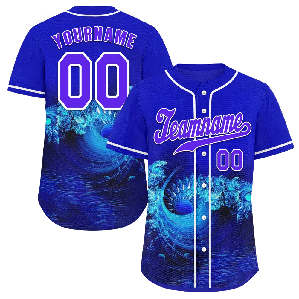 Custom Blue 3D Pattern Purple Authentic Baseball Jersey BSBJ0a-bc0fbd7 - Coolcustomize