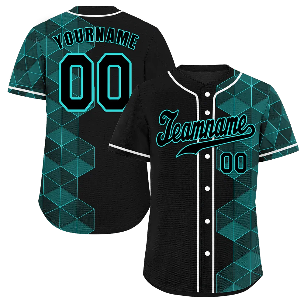 Custom Black Aqua 3D Pattern Black Authentic Baseball Jersey BSBJ0a-bc0fbd8 - Coolcustomize