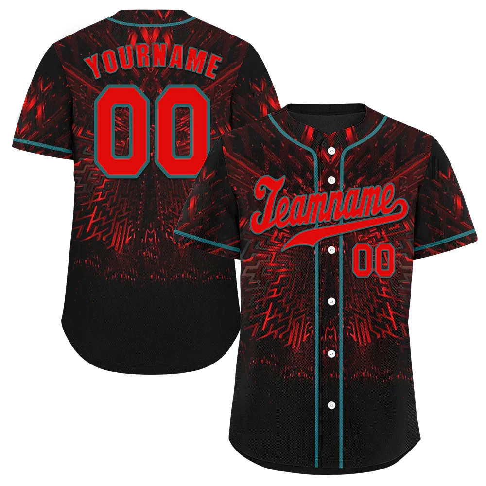 Custom Black Red 3D Pattern Red Authentic Baseball Jersey BSBJ0a-bc0fbe0 - Coolcustomize