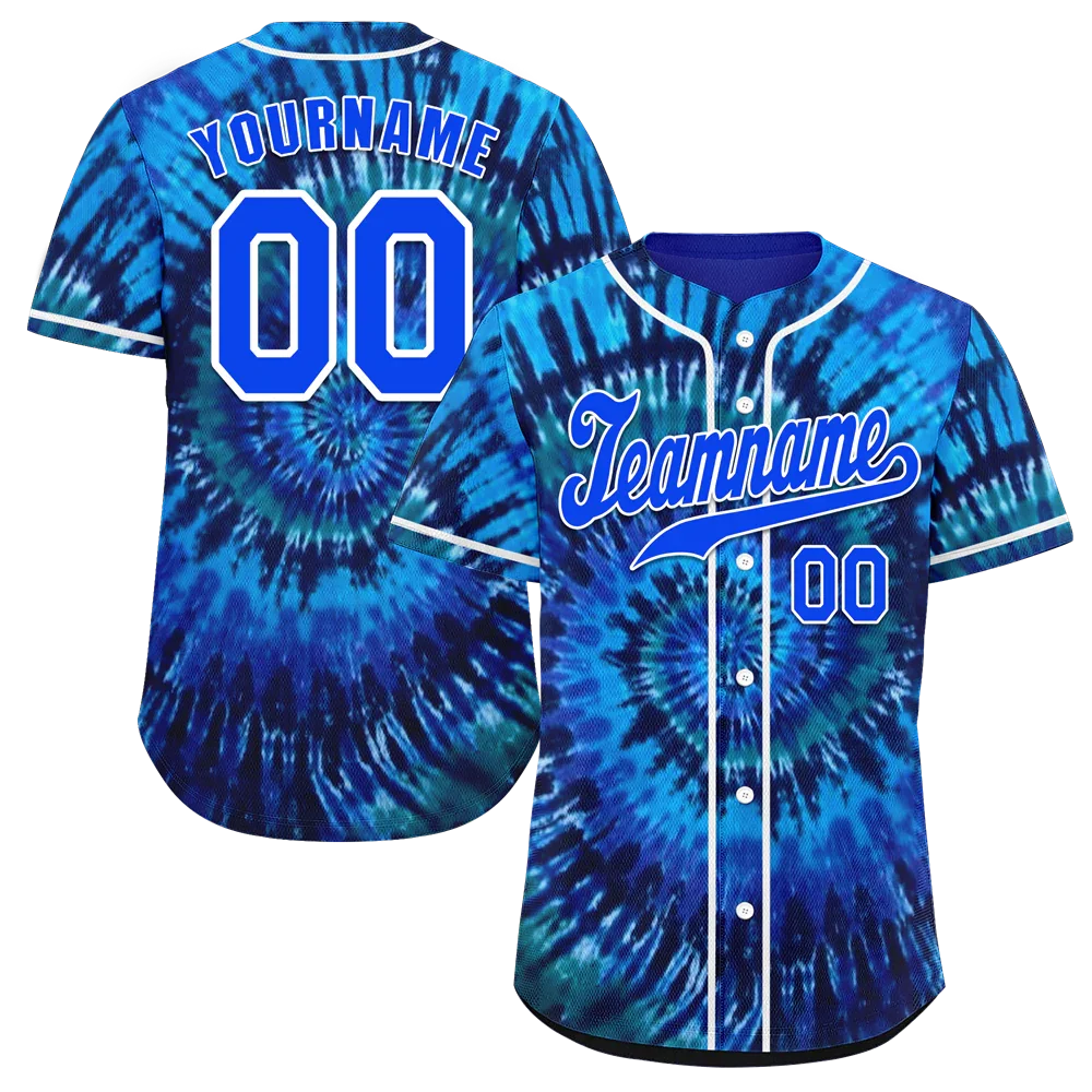 Custom Blue Tie Dye Blue Authentic Baseball Jersey BSBJ0a-bc0fbeb - Coolcustomize