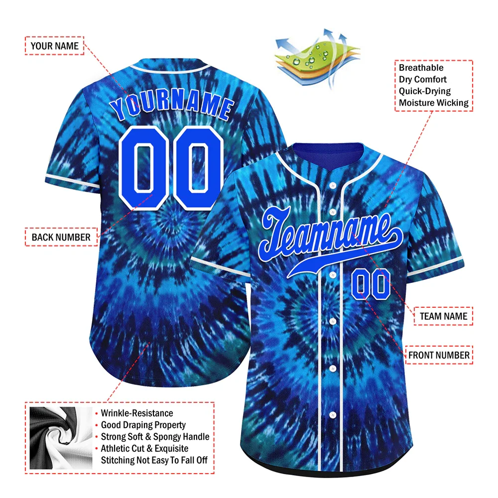 Custom Blue Tie Dye Blue Authentic Baseball Jersey BSBJ0a-bc0fbeb - Coolcustomize