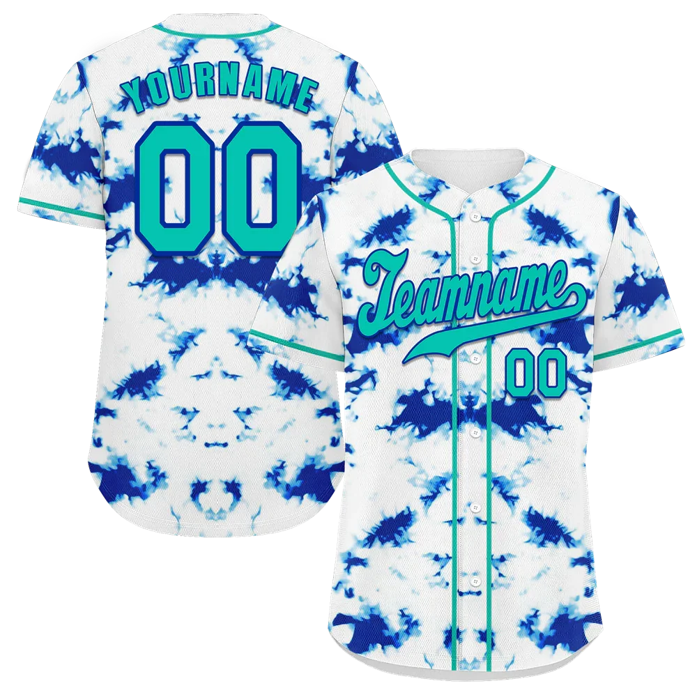 Custom White Blue Tie Dye Aqua Authentic Baseball Jersey BSBJ0a-bc0fbee - Coolcustomize