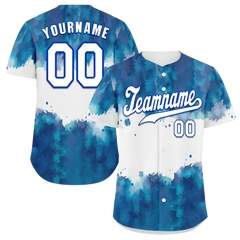 Custom Blue White Tie Dye White Authentic Baseball Jersey BSBJ0a-bc0fbe7