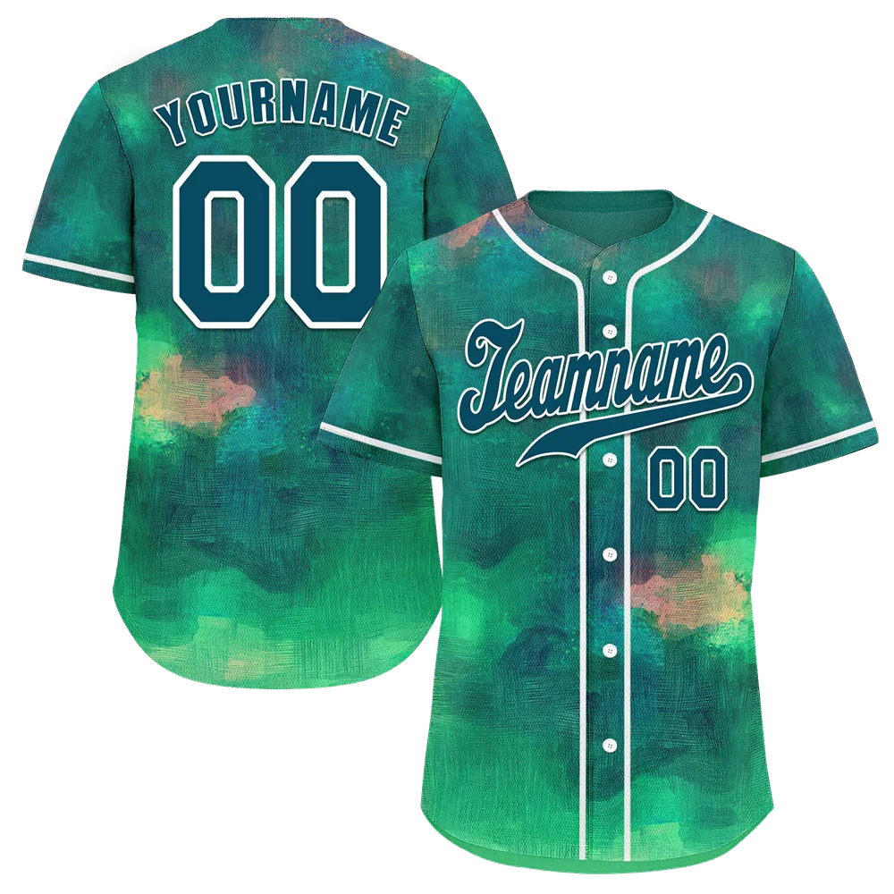 Custom Green Tie Dye Green Authentic Baseball Jersey BSBJ0a-bc0fbe9 - Coolcustomize