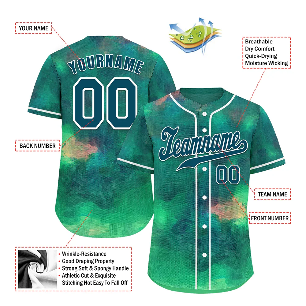 Custom Green Tie Dye Green Authentic Baseball Jersey BSBJ0a-bc0fbe9 - Coolcustomize