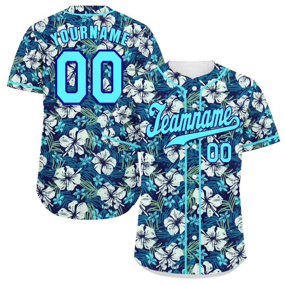 Custom Blue Hawaii Aqua Authentic Baseball Jersey BSBJ0a-bc0fbf7 - Coolcustomize