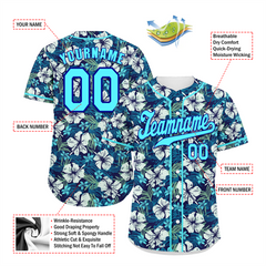 Custom Blue Hawaii Aqua Authentic Baseball Jersey BSBJ0a-bc0fbf7