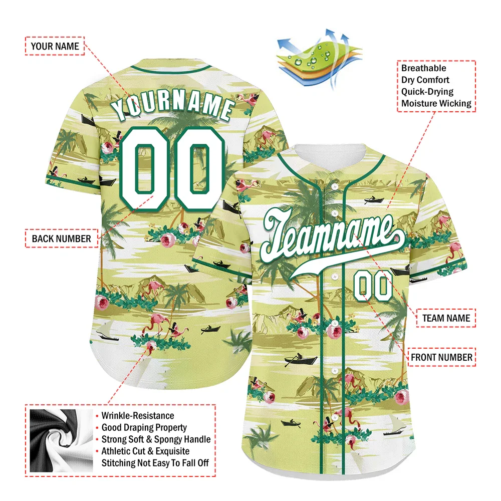 Custom Yellow Hawaii White Authentic Baseball Jersey BSBJ0a-bc0fbf9 - Coolcustomize