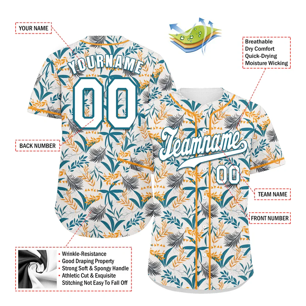 Custom Orange Aqua Hawaii White Authentic Baseball Jersey BSBJ0a-bc0fb7a - Coolcustomize