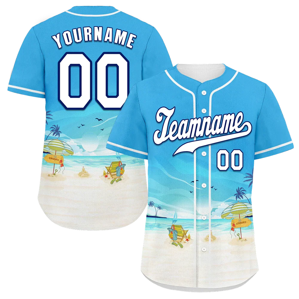 Custom Blue White Hawaii White Authentic Baseball Jersey BSBJ0a-bc0fb7c - Coolcustomize