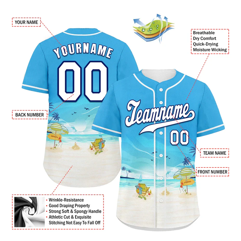 Custom Blue White Hawaii White Authentic Baseball Jersey BSBJ0a-bc0fb7c - Coolcustomize