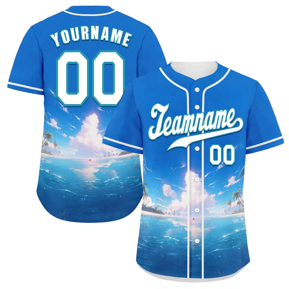 Custom Blue Hawaii White Authentic Baseball Jersey BSBJ0a-bc0fb7d - Coolcustomize