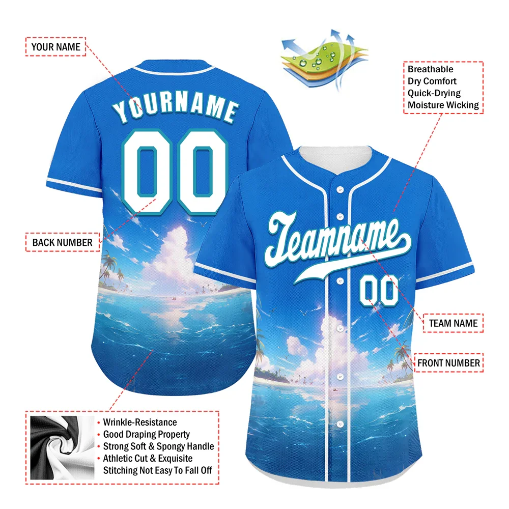 Custom Blue Hawaii White Authentic Baseball Jersey BSBJ0a-bc0fb7d - Coolcustomize