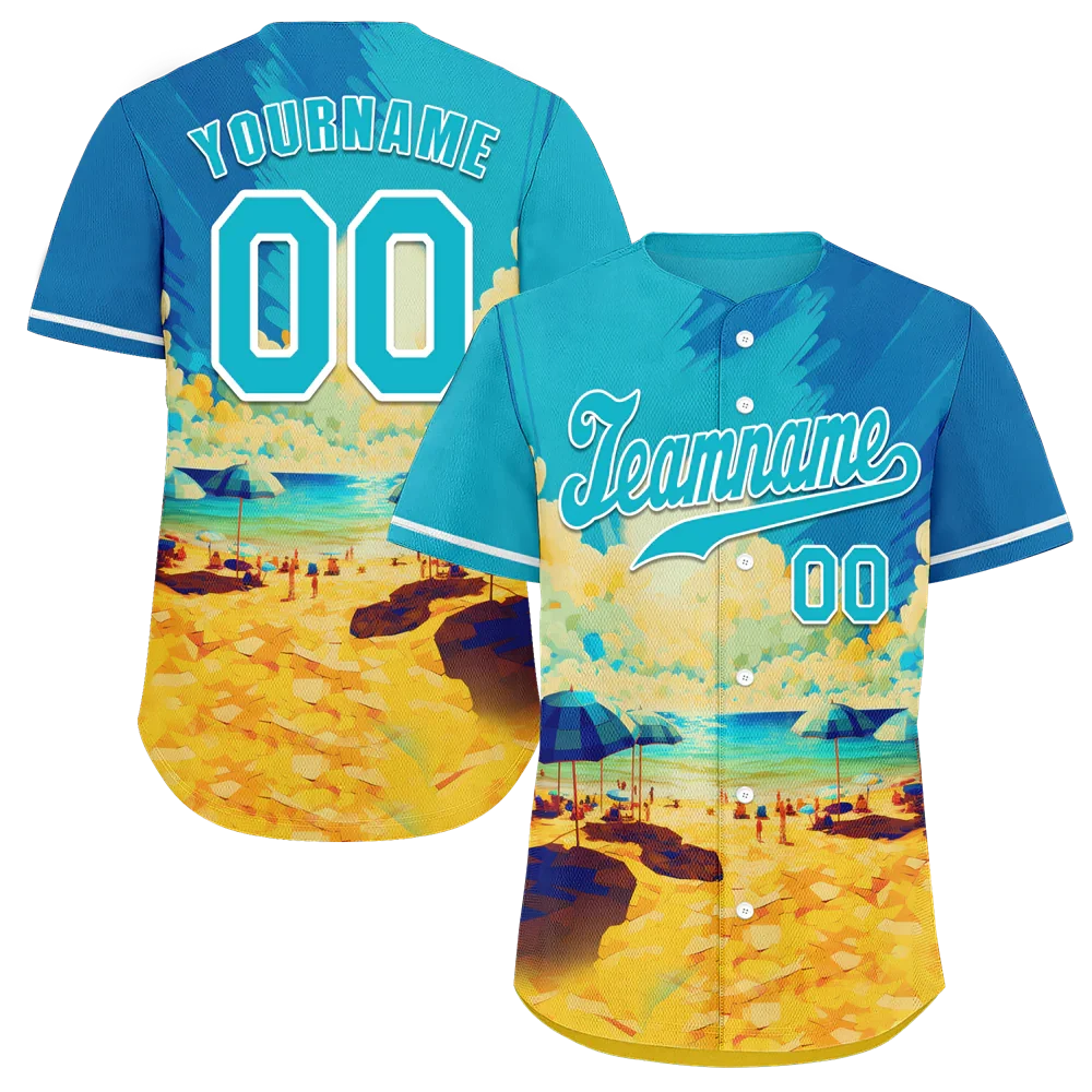 Custom Aqua Orange Hawaii Aqua Authentic Baseball Jersey BSBJ0a-bc0fb77 - Coolcustomize