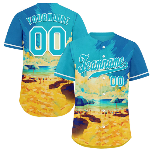 Custom Aqua Orange Hawaii Aqua Authentic Baseball Jersey BSBJ0a-bc0fb77 - Coolcustomize