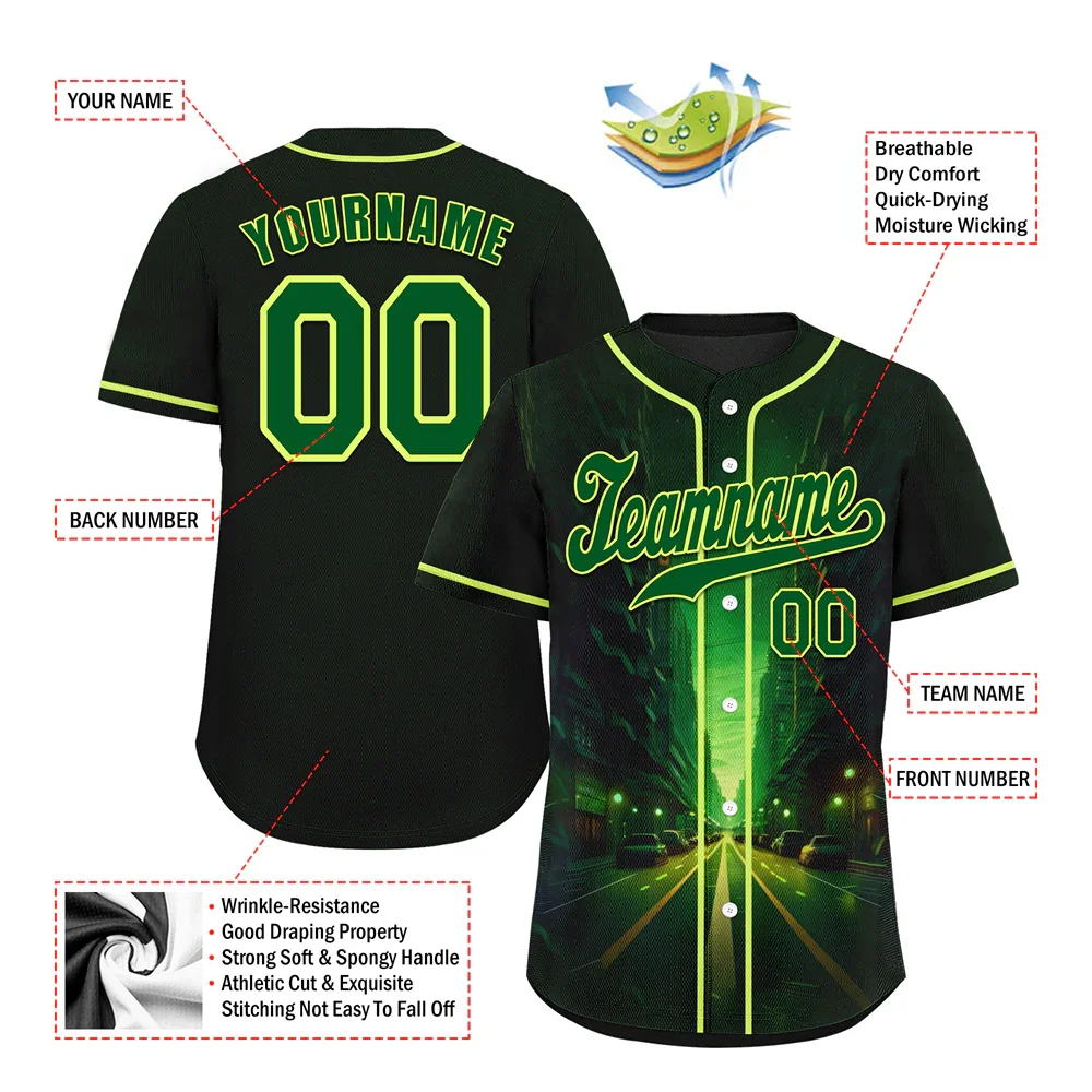 Custom Black Green Drift Fashion Green Authentic Baseball Jersey BSBJ0a-bc0fb8b - Coolcustomize
