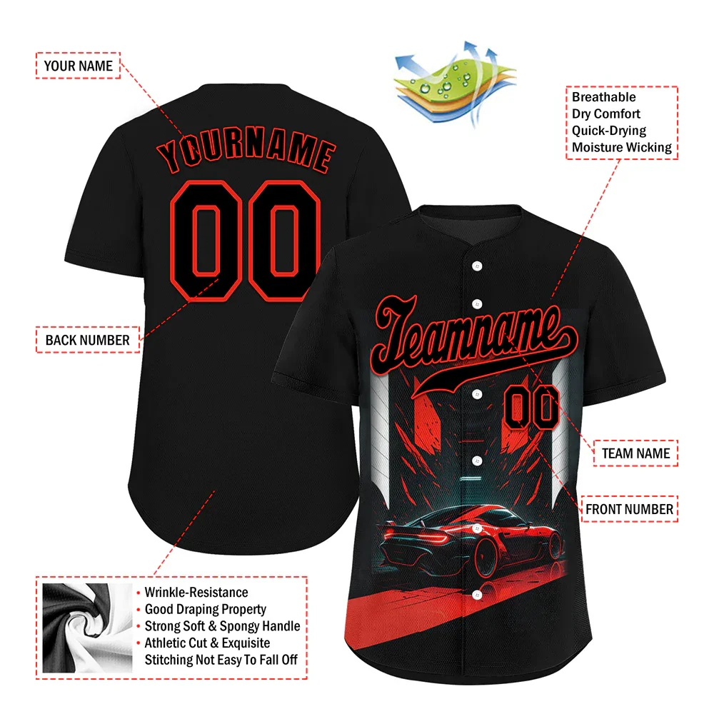 Custom Black Red Drift Fashion Black Authentic Baseball Jersey BSBJ0a-bc0fb8d - Coolcustomize