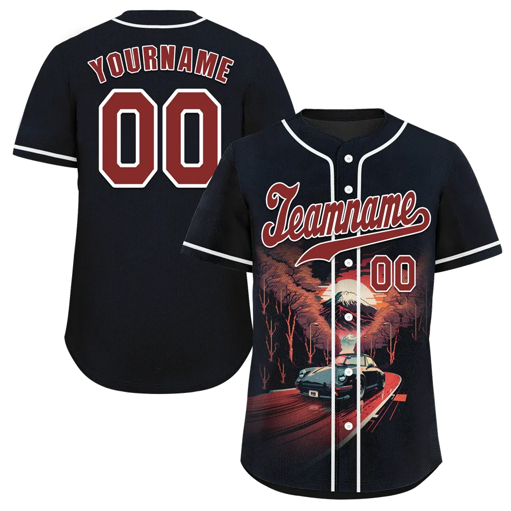 Custom Black Red Drift Fashion Red Authentic Baseball Jersey BSBJ0a-bc0fb87 - Coolcustomize