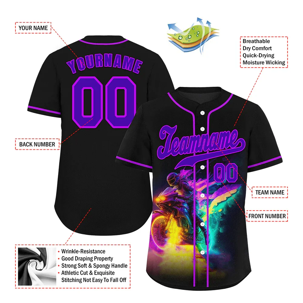 Custom Black Purple Drift Fashion Purple Authentic Baseball Jersey BSBJ0a-bc0fb88 - Coolcustomize